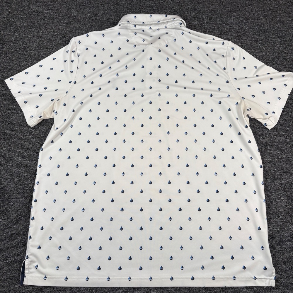 Polo Ralph Lauren Polo Shirt Mens L White Blue Sailboat Performance AOP - Picture 7 of 7